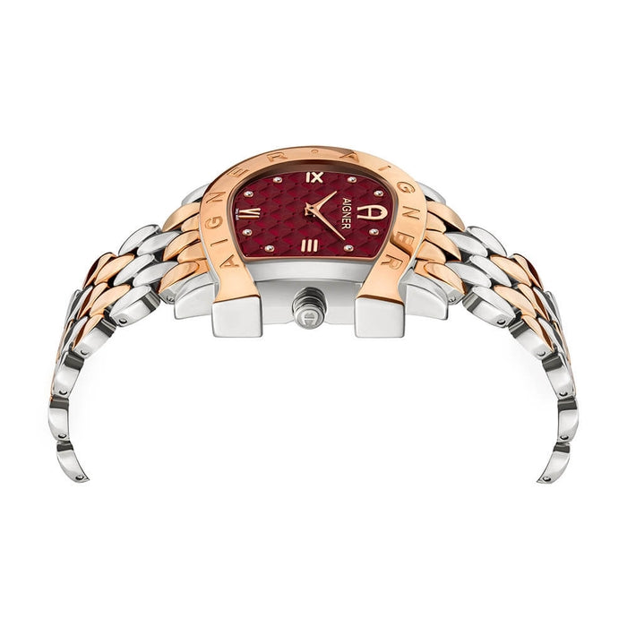 Aigner Women's Quartz Watch, Burgundy Dial - AIG-0166(D/8 0.04CT)