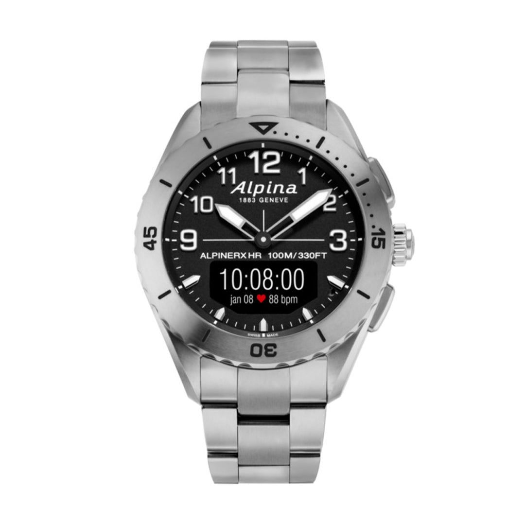 Alpina Men's Quartz Black Dial Watch - ALP-0082+Strap+Charger