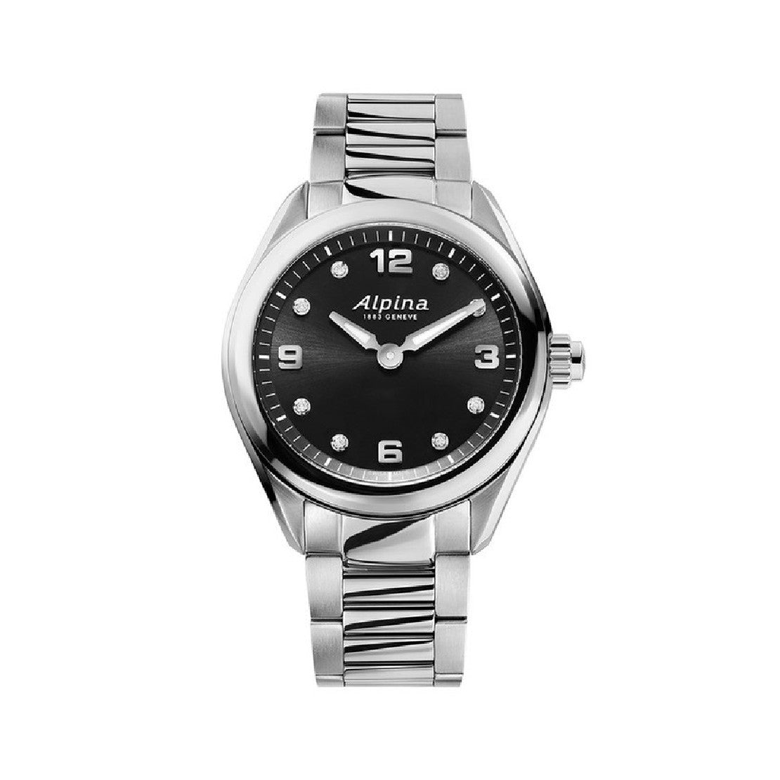 Alpina Women's Quartz Watch with Black Dial - ALP-0083(8/D 0.04CT)ST+CH