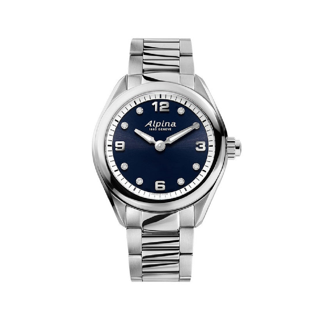 ساعة ألبينا النسائية بحركة كوارتز ولون مينا أزرق - ALP-0084(8/D 0.04CT)+Strap+Charger