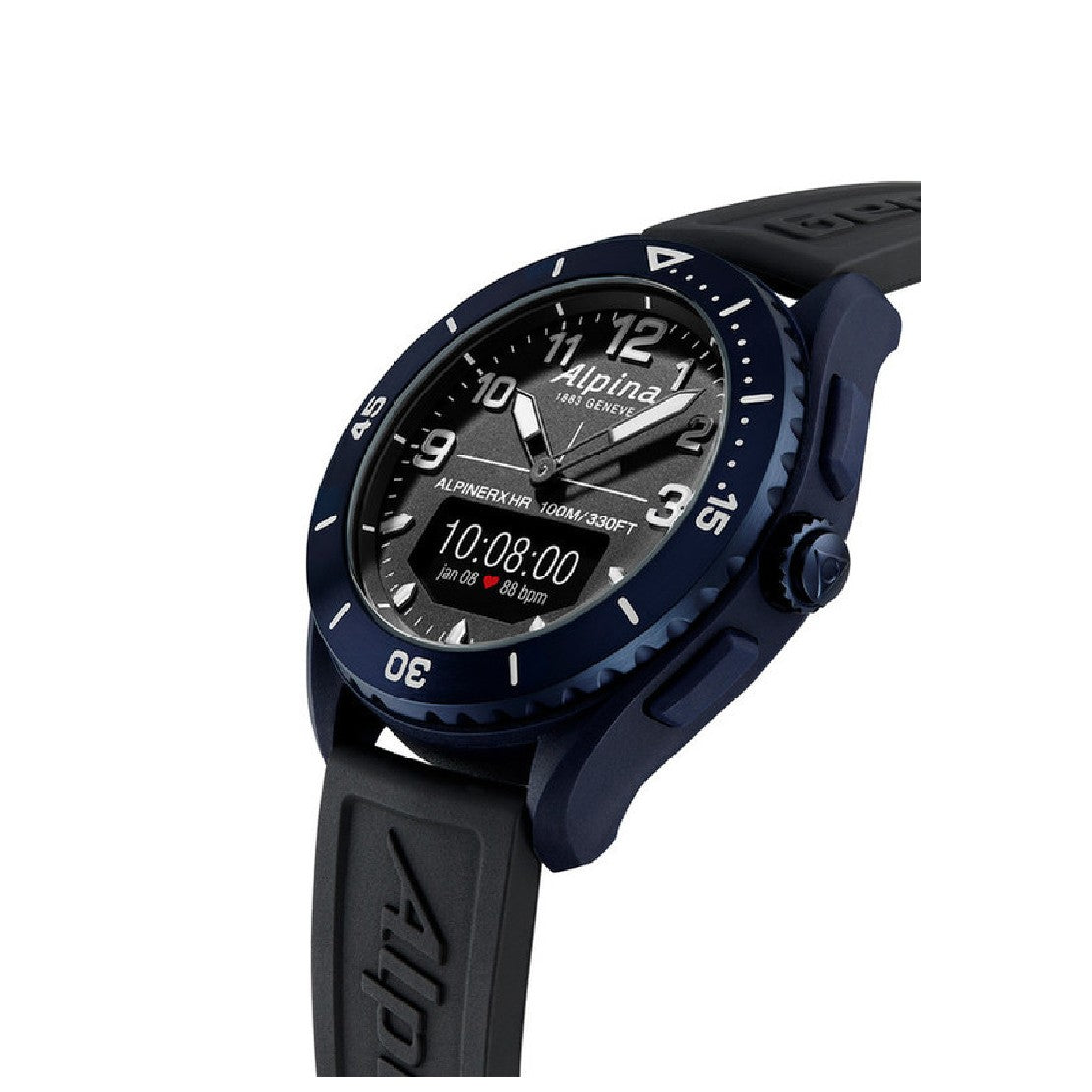 Alpina Men's Quartz Black Dial Watch - ALP-0089+Strap+Charger