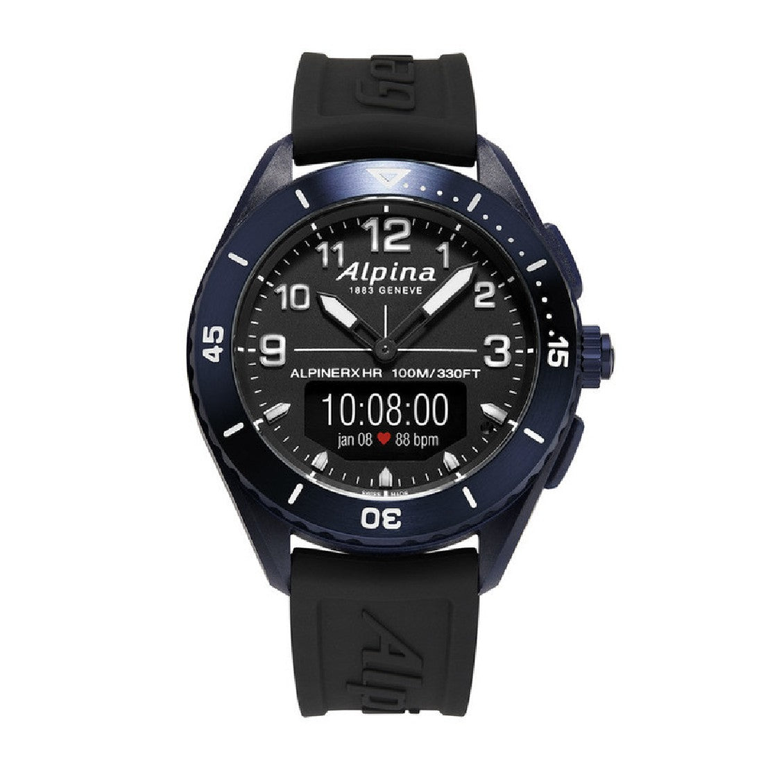 Alpina Men's Quartz Black Dial Watch - ALP-0089+Strap+Charger