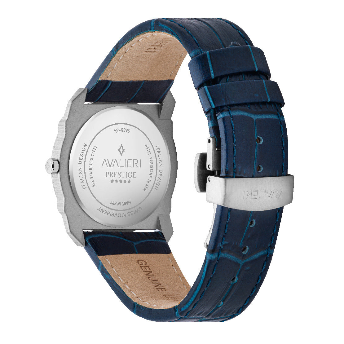 Avalieri Prestige Men's Watch, Swiss Quartz Movement, Silver White Dial - AP-0095
