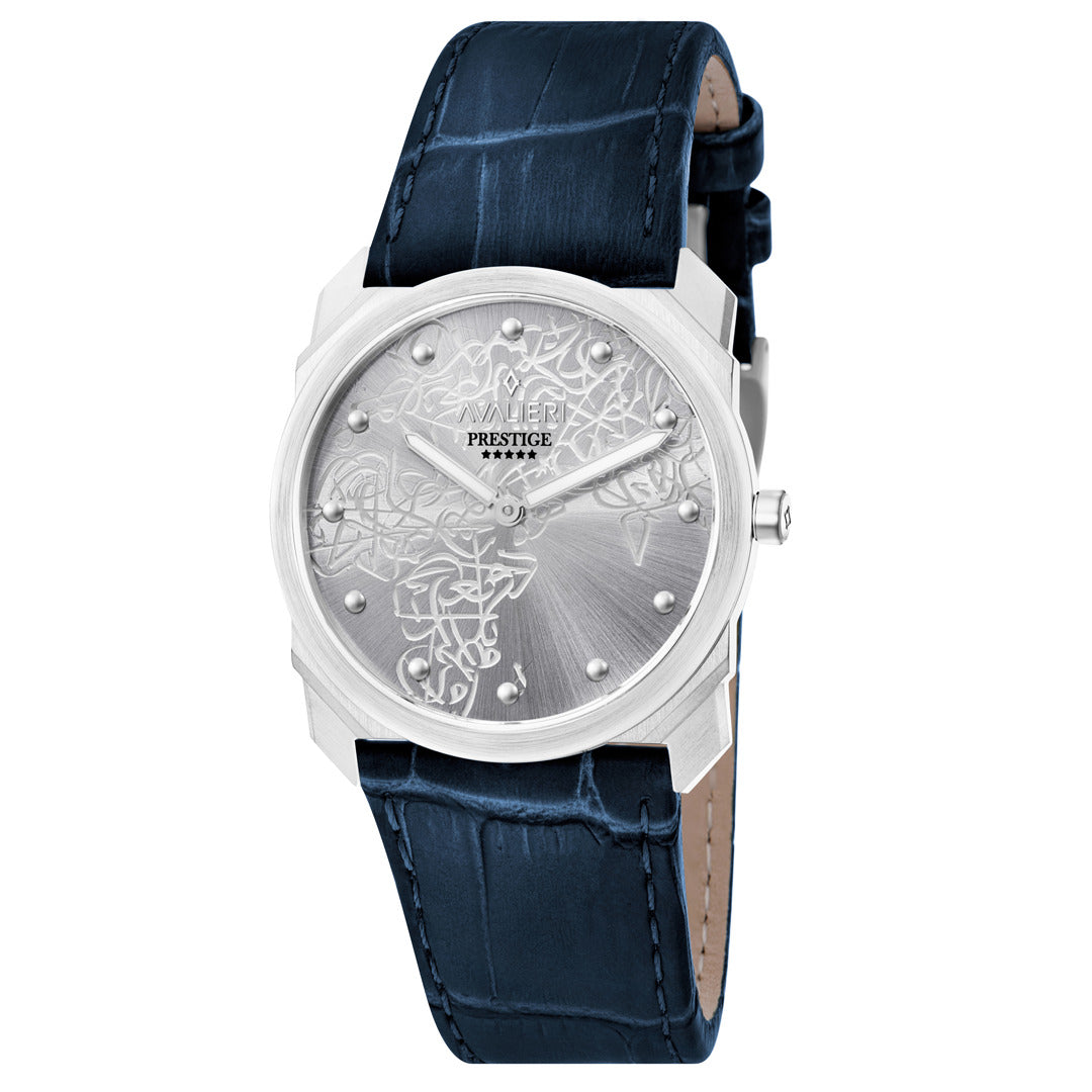 ساعة أفاليري برستيج الرجالية بحركة كوارتز السويسرية ولون مينا أبيض فضي - AP-0095