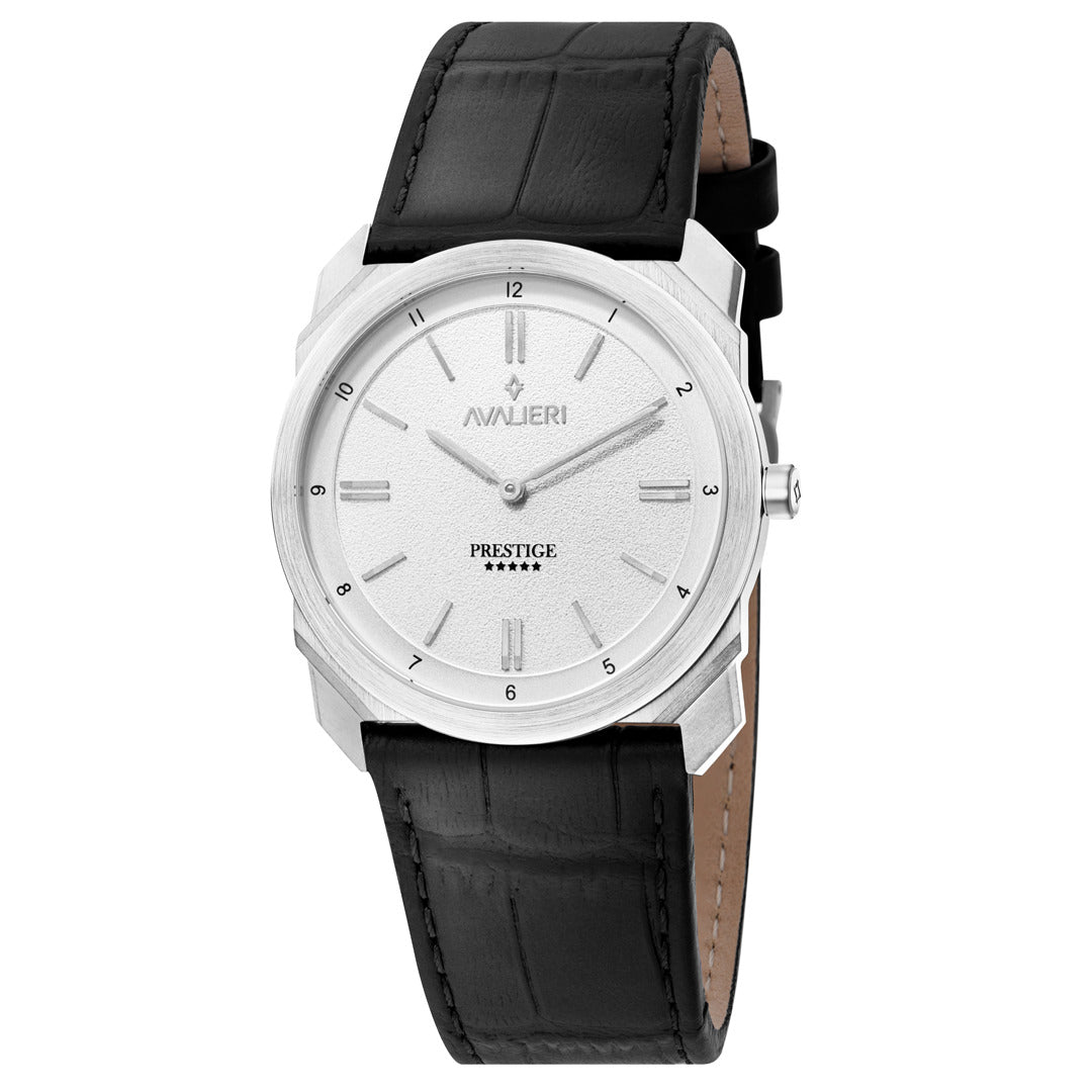 Avalieri Prestige Men's Watch, Swiss Quartz Movement, Silver White Dial - AP-0101