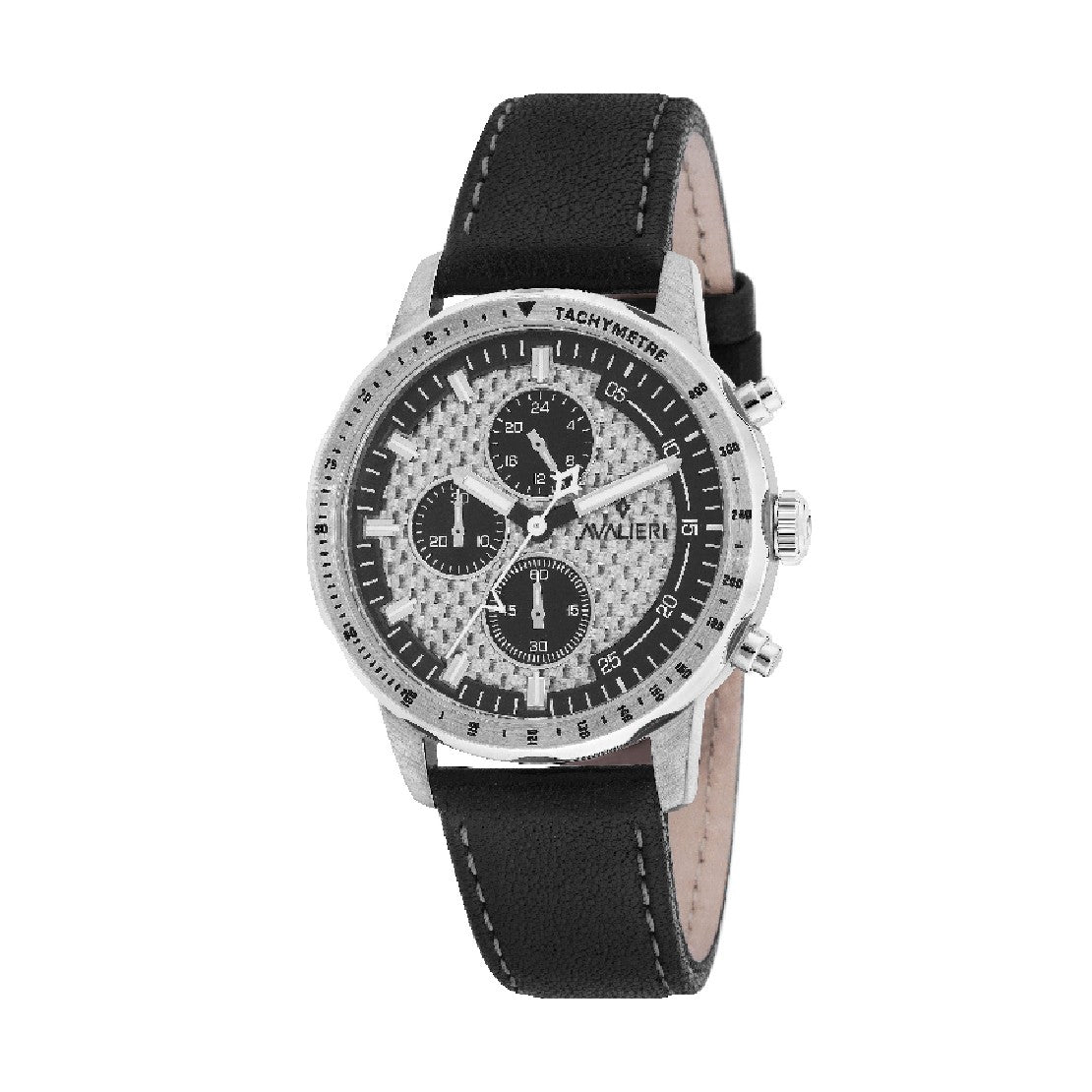 Avalieri Men's Quartz Watch, Silver and Black Dial - AV-2240B