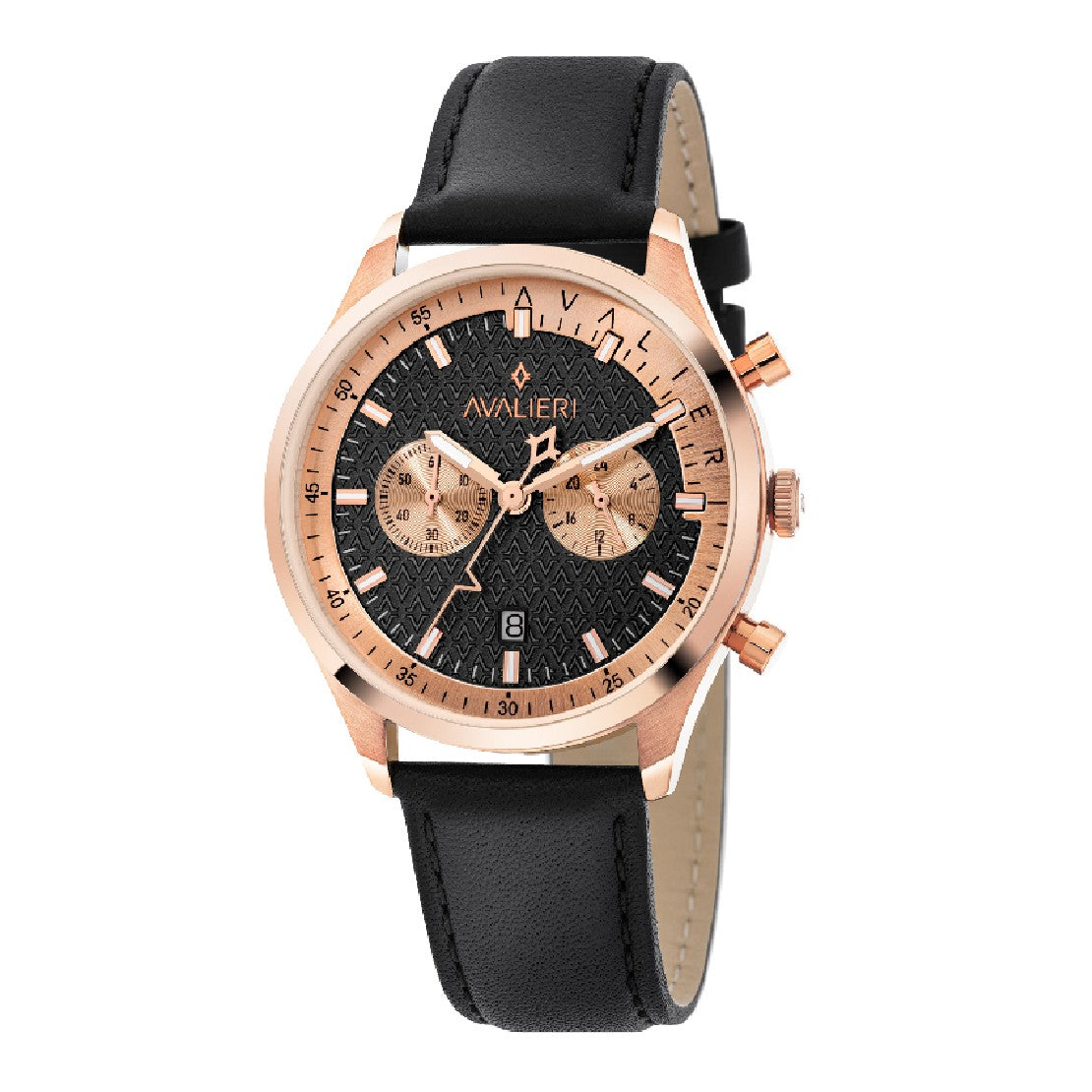 Avalieri Men's Quartz Black Dial Watch - AV-2368B