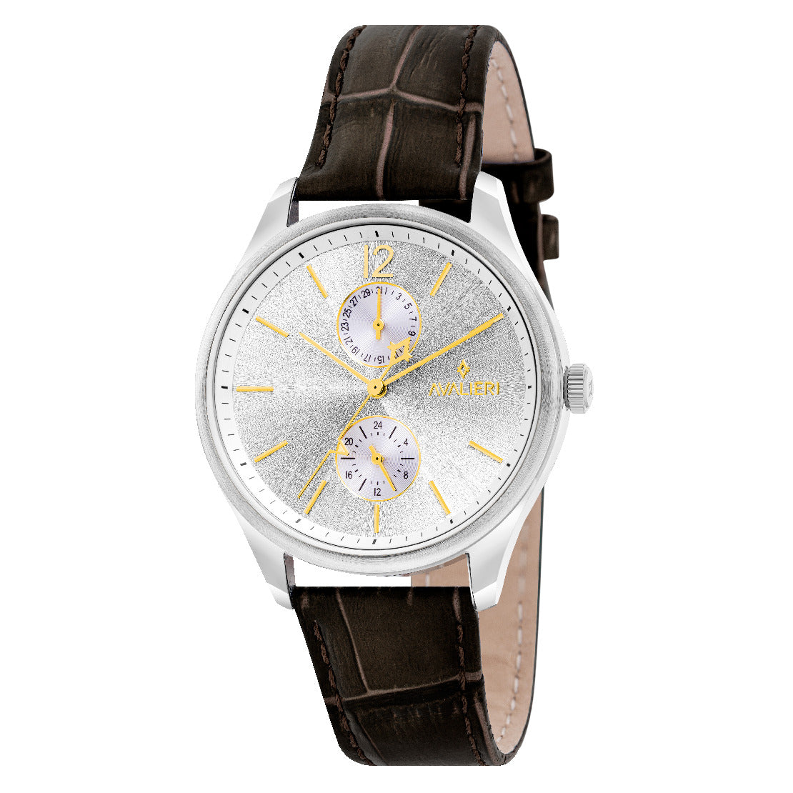 Avalieri Men's Quartz Watch With Silver White Dial - AV-2471B