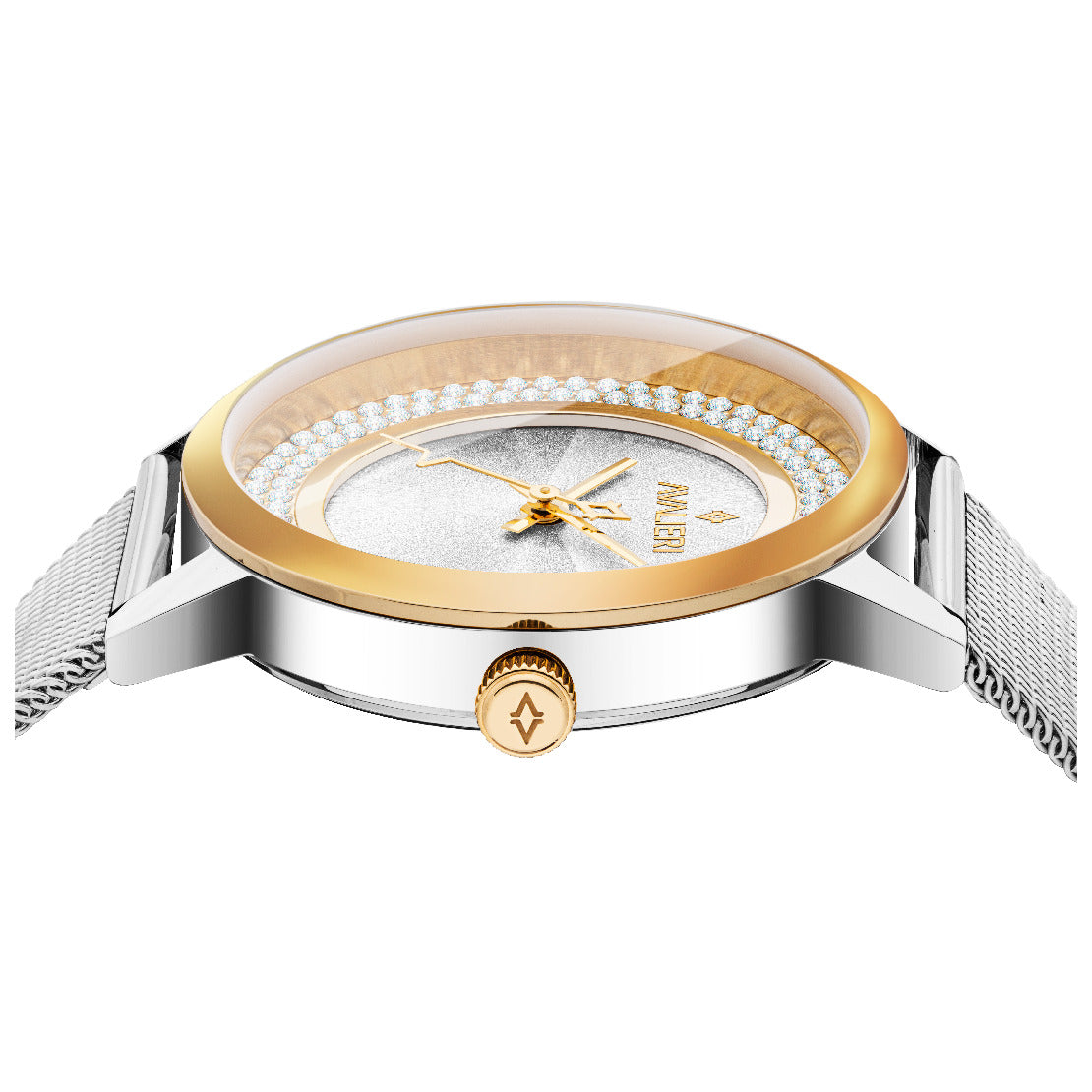 Avalieri Women's Quartz Watch, Gold and Silver Dial - AV-2540B