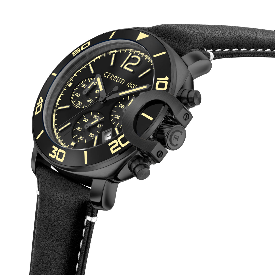Cerruti Men's Quartz Black Dial Watch - CER-0395