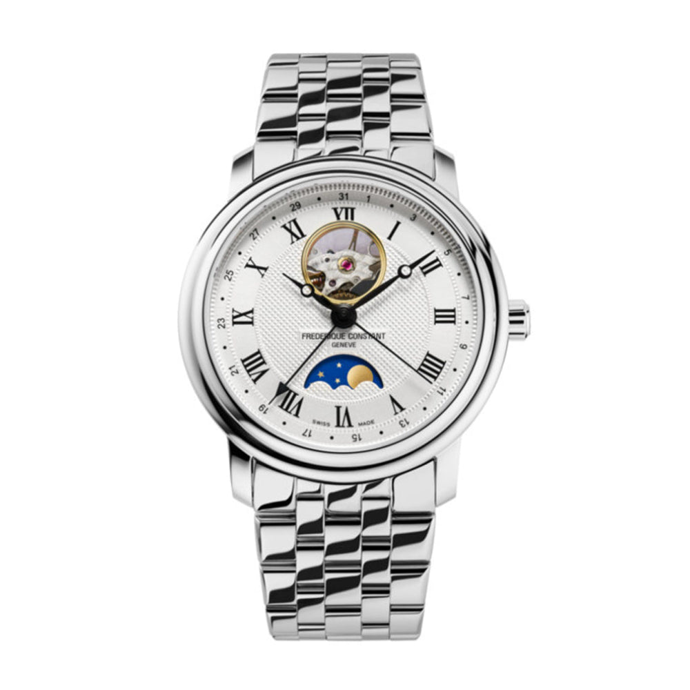 ساعة فريدريك كونستانت الرجالية بحركة أوتوماتيكية ولون مينا أبيض - FC-0047