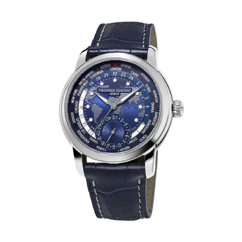 ساعة فريدريك كونستانت الرجالية بحركة أوتوماتيكية ولون مينا أزرق - FC-0076 (WORLD TIMER)