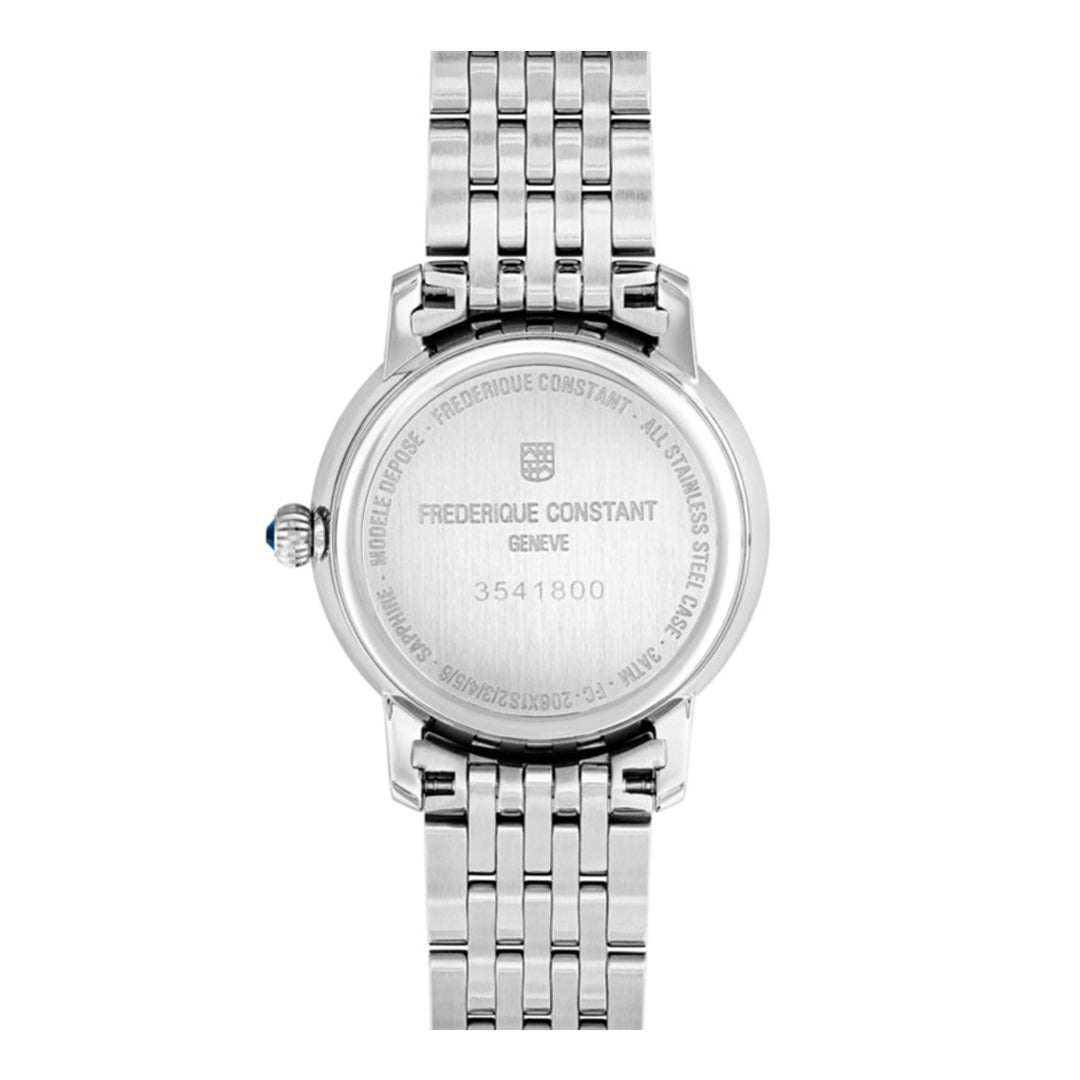 ساعة فريدريك كونستانت النسائية بحركة كوارتز ولون مينا أبيض - FC-0090(76/D 0.58CT)