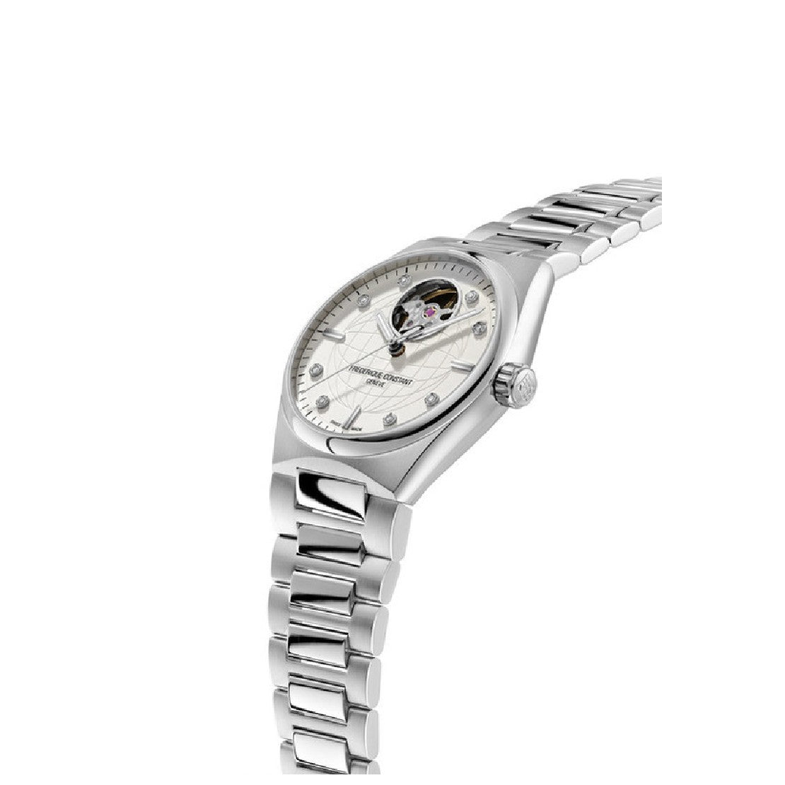Frederique Constant Women's Automatic Movement White Dial Watch - FC-0214(8/D 0.04CT)+Strap