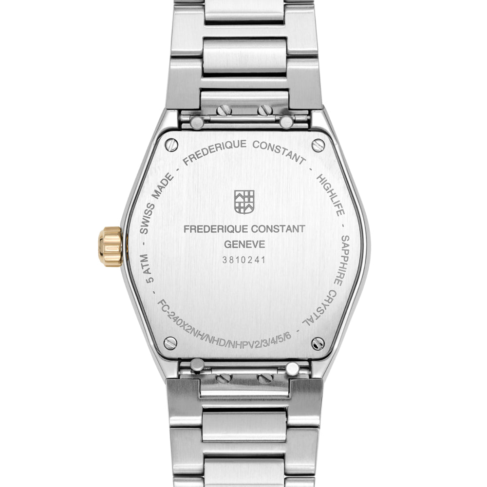 ساعة فريدريك كونستانت النسائية بحركة كوارتز ولون مينا أبيض - FC-0261(D/8 0.04CT)+R.STRAP