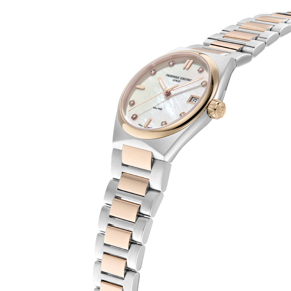 Frederique Constant Women's Quartz White Dial Watch - FC-0261(D/8 0.04CT)+R.STRAP