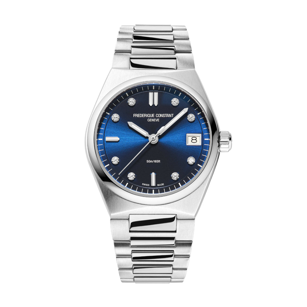 Frederique Constant Women's Quartz Blue Dial Watch - FC-0262(D/8 0.04CT)+R.STRAP