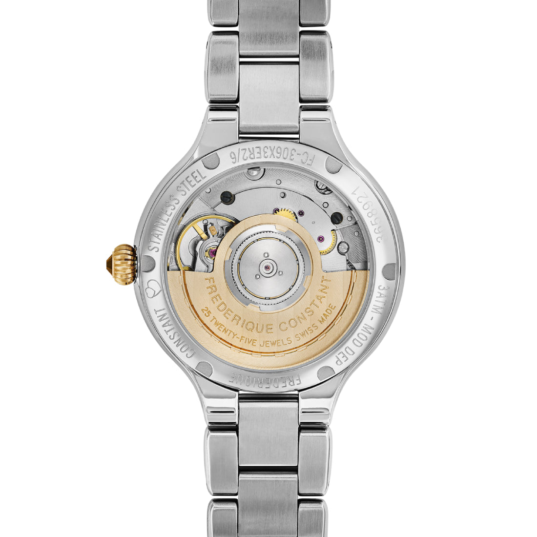 ساعة فريدريك كونستانت النسائية بحركة أوتوماتيكية ولون مينا أبيض - FC-0041(8/D 0.04CT)