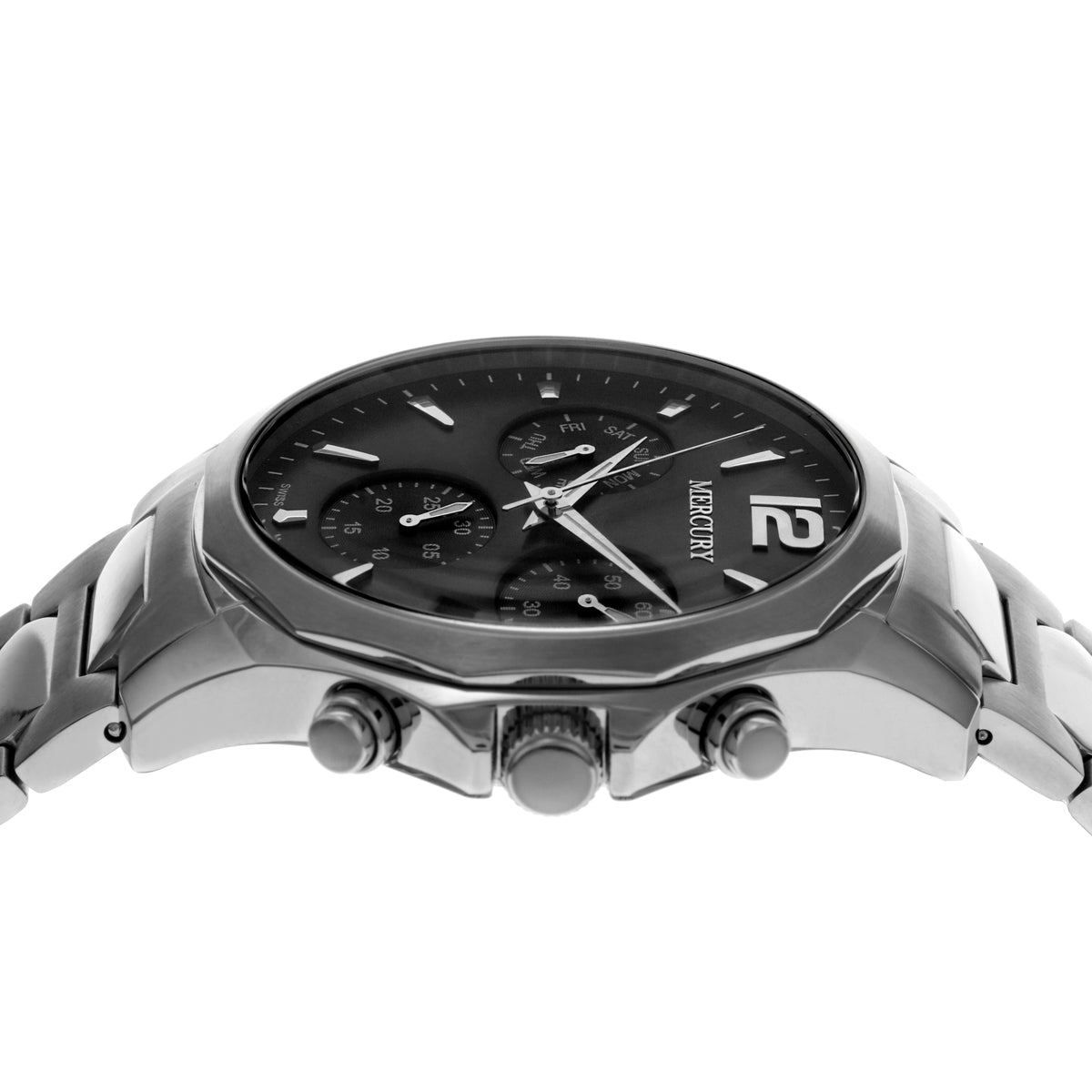 Mercury Men's Swiss Quartz Watch with Black Dial - MER-0013