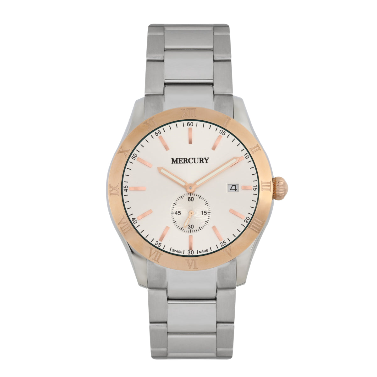 Mercury Men's Swiss Quartz Watch, White Dial - MER-0052