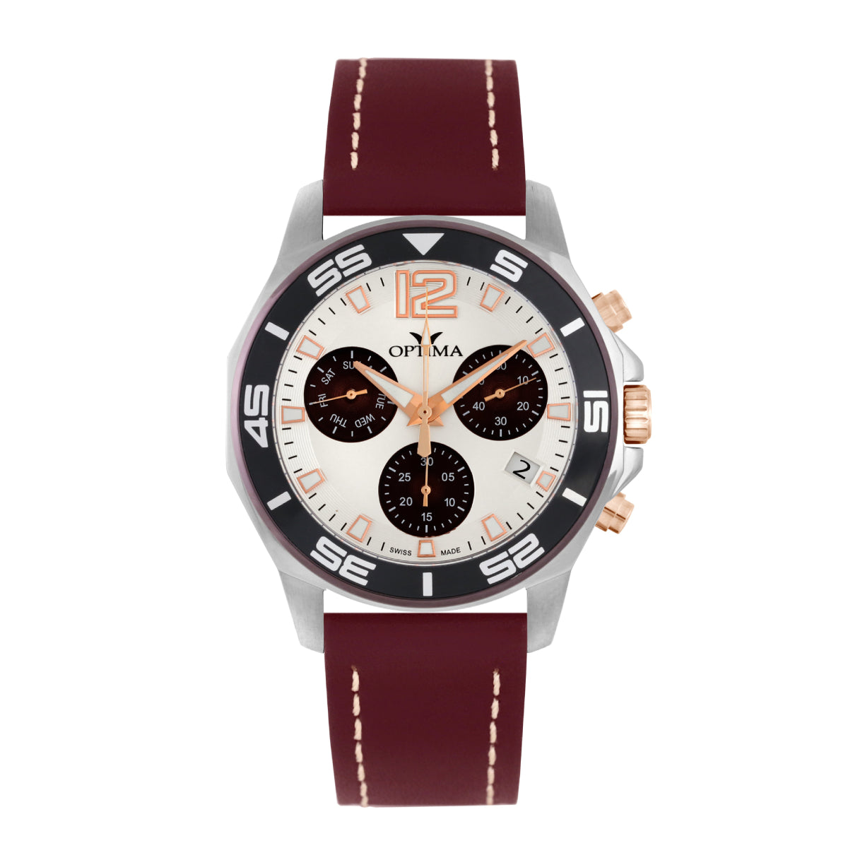 Optima Men's Swiss Quartz Watch with White Dial - OPT-0008