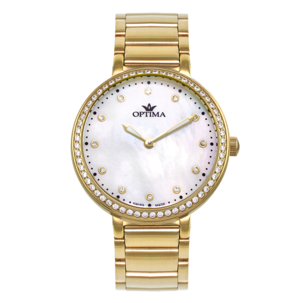 Women's watch, quartz movement, pearly white dial color - OPT-0029
