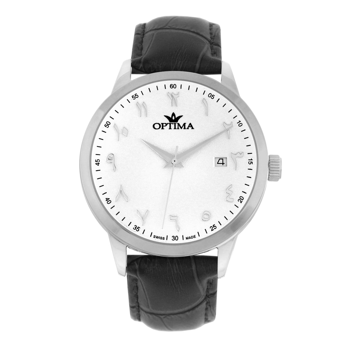 ساعة أوبتيما الرجالية السويسرية بحركة كوارتز ولون مينا أبيض - OPT-0051