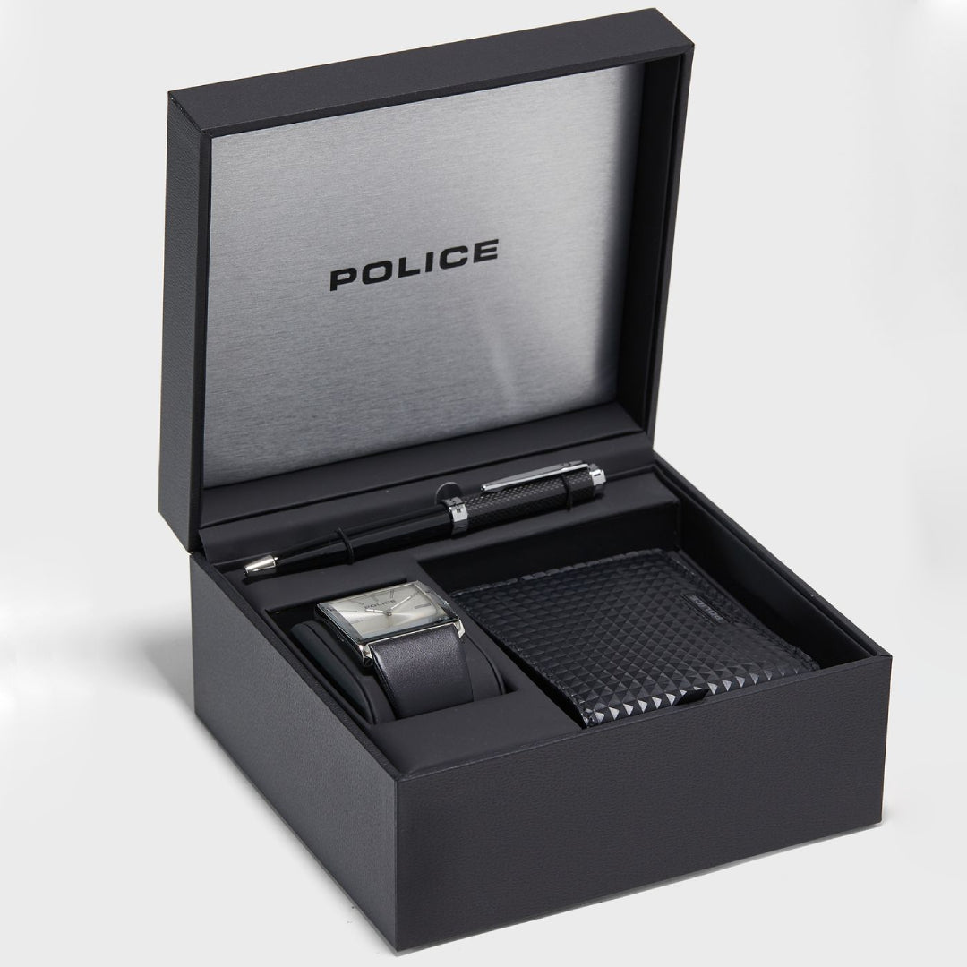 Police Men's Quartz Watch Silver Dial - PL-0269(W+PEN+WALLET)