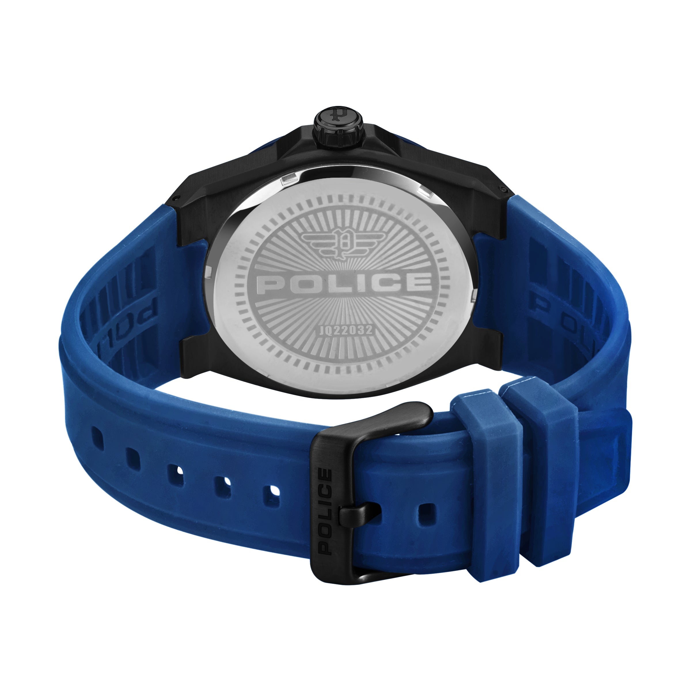 Police Men's Quartz Watch, Black and Blue Dial - PL-0288