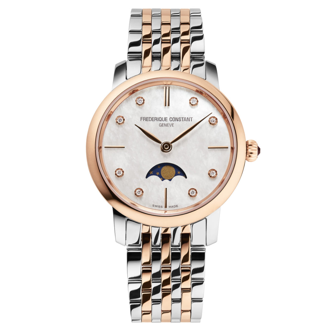 ساعة فريدريك كونستانت النسائية بحركة كوارتز ولون مينا أبيض - FC-0096 (8/D 0.0376CT)