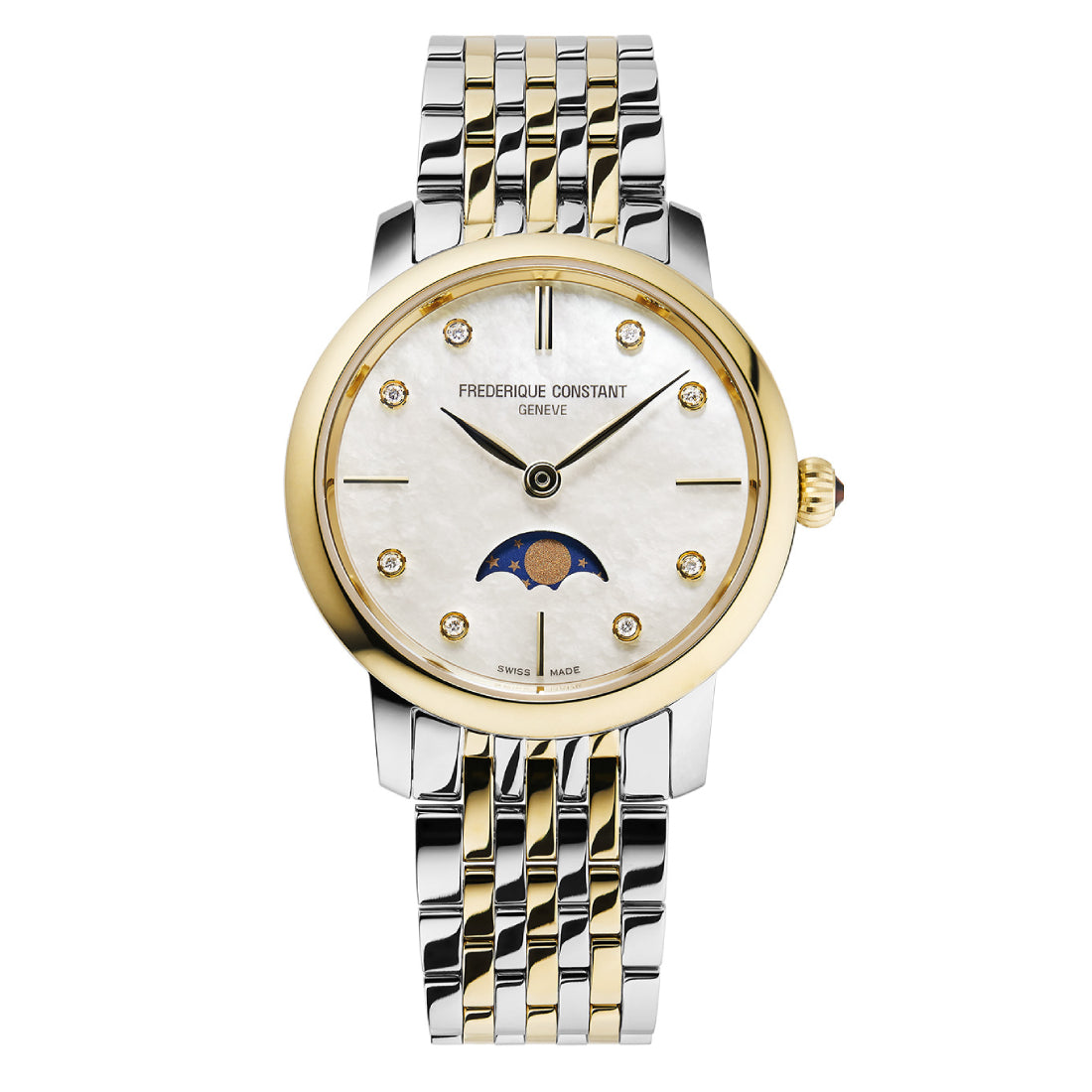 ساعة فريدريك كونستانت النسائية بحركة كوارتز ولون مينا أبيض - FC-0097 (8/D 0.0376CT)