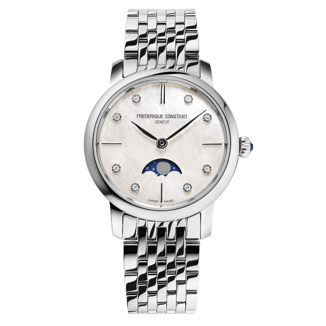 ساعة فريدريك كونستانت النسائية بحركة كوارتز ولون مينا أبيض - FC-0061(8/D 0.0376CT)