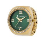 ساعة نسائية مصنوعة من سبيكة معدنية، بمينا أخضر ولمسة نهائية بنمط أشعة الشمس.