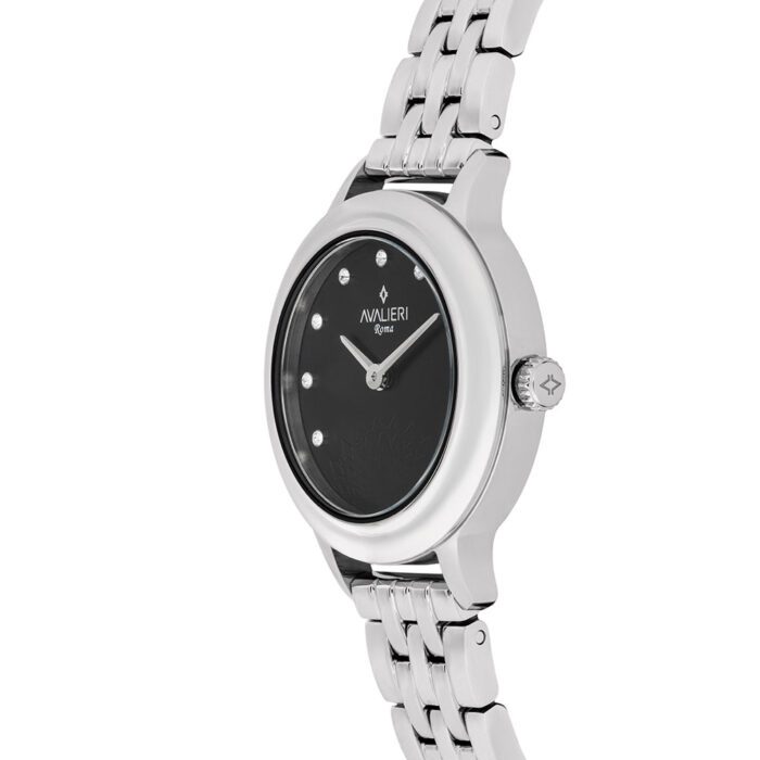 Quartz Watch with Black and Silver Dial and Sand Texture - صورة 3