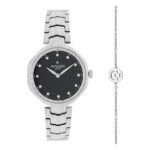 ساعة كوارتز بميناء أسود بنقشة رملية