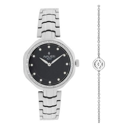 ساعة كوارتز بميناء أسود بنقشة رملية