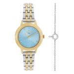 ساعة كوارتز بميناء أزرق لامع