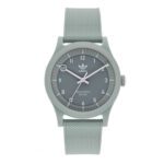 ساعة رجالية ونسائية تعمل بالطاقة الشمسية ذات مينا رمادي