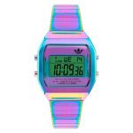 ساعة للرجال والنساء بحركة رقمية ومينا متقزح الألوان