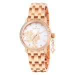 ساعة كوارتز نسائية بمينا فضي أبيض