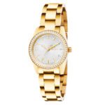 ساعة كوارتز نسائية بمينا فضي أبيض