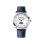 ساعة نسائية رفيعة مرصعة بالألماس مع مينا من عرق اللؤلؤ