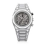 ساعة بوليكرونو رجالية كوارتز بميناء أبيض مزخرف