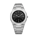 ساعة كوارتز رجالية رفيعة للغاية بمينا أسود أنيق