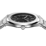 Ultra Thin Men Quartz Watch with Groovy Black Dial - صورة 3