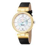 ساعة نسائية بحركة كوارتز سويسرية ومينا أبيض