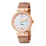 ساعة نسائية بحركة كوارتز سويسرية ومينا أبيض