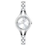 ساعة نسائية بحركة كوارتز ومينا أبيض