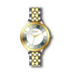 ساعة نسائية بحركة كوارتز ومينا أبيض