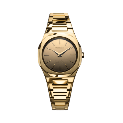 ساعة ذهبية لامعة فائقة الرقة